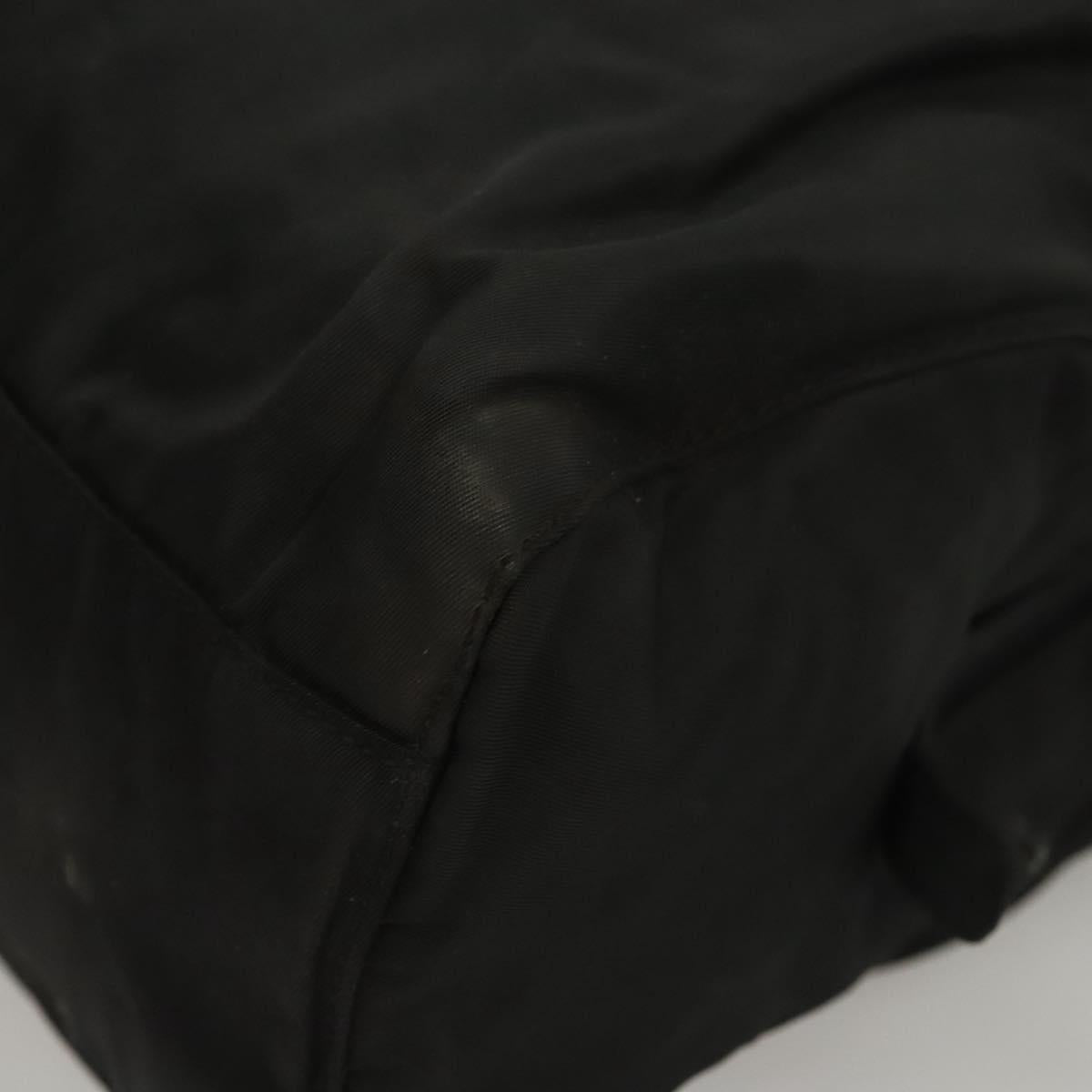 PRADA Hand Bag Nylon Black Silver Auth 116545