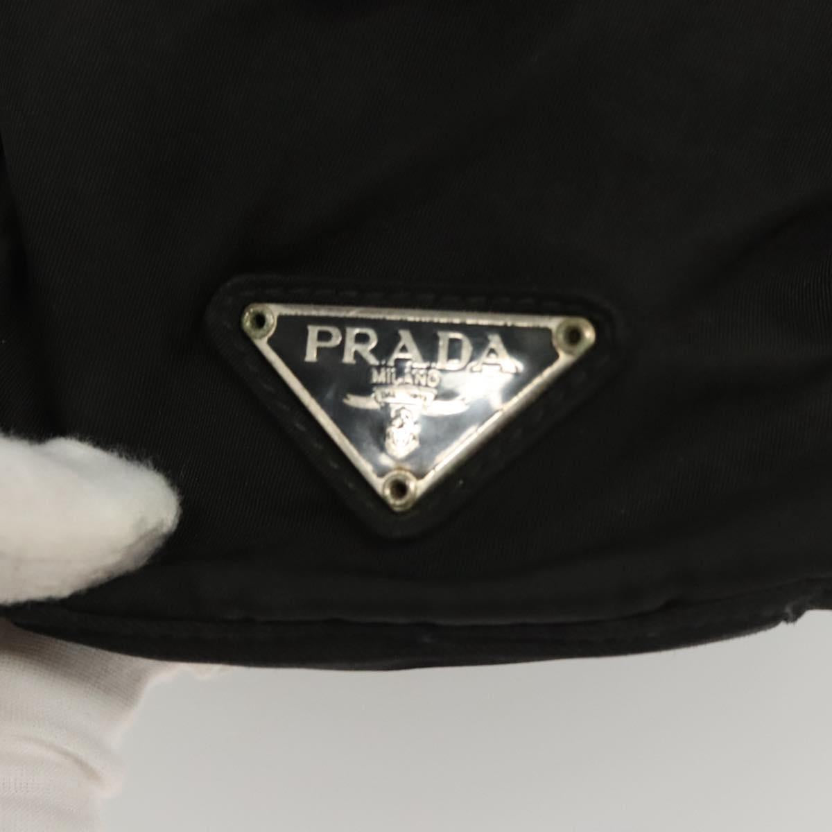 PRADA Hand Bag Nylon Black Silver Auth 116545