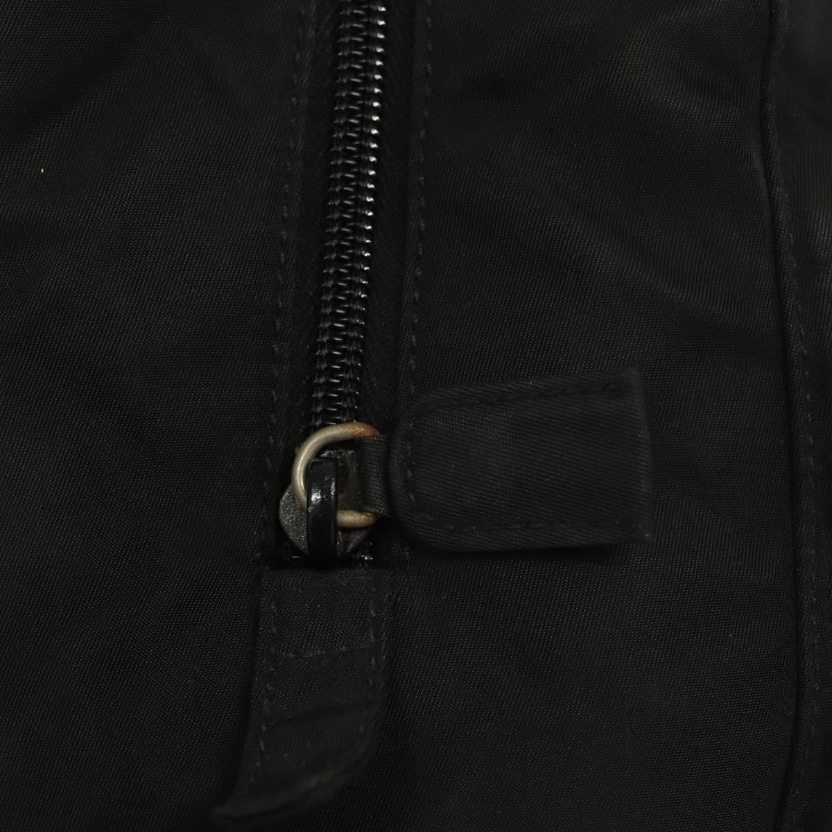 PRADA Hand Bag Nylon Black Silver Auth 116545