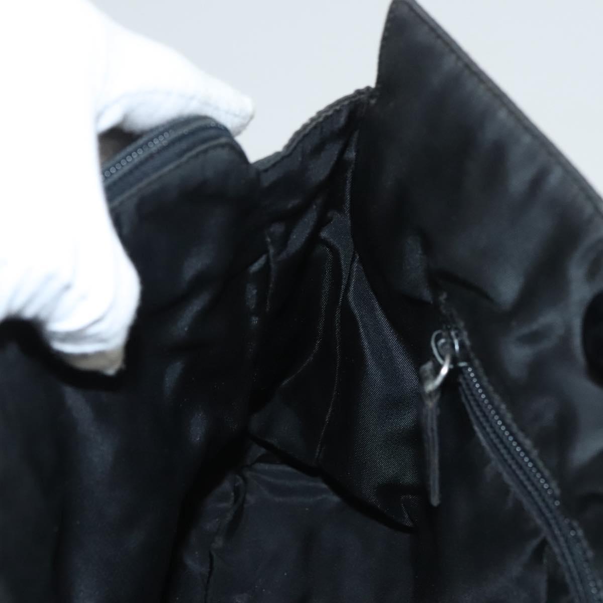 PRADA Hand Bag Nylon Black Silver Auth 116545