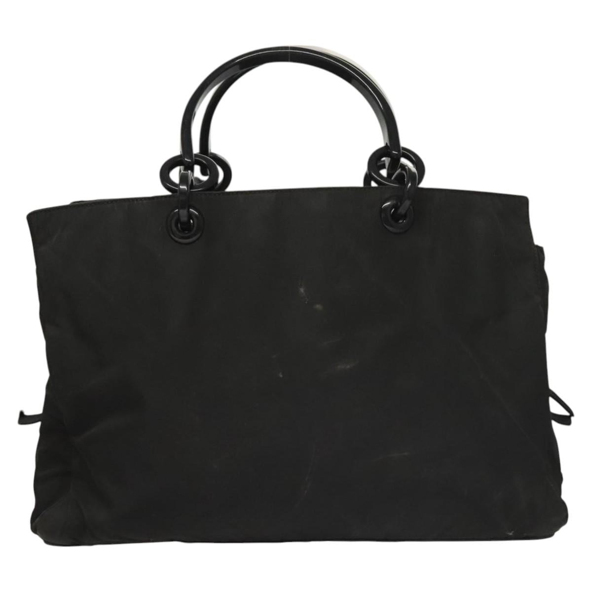 PRADA Hand Bag Nylon Black Silver Auth 116545