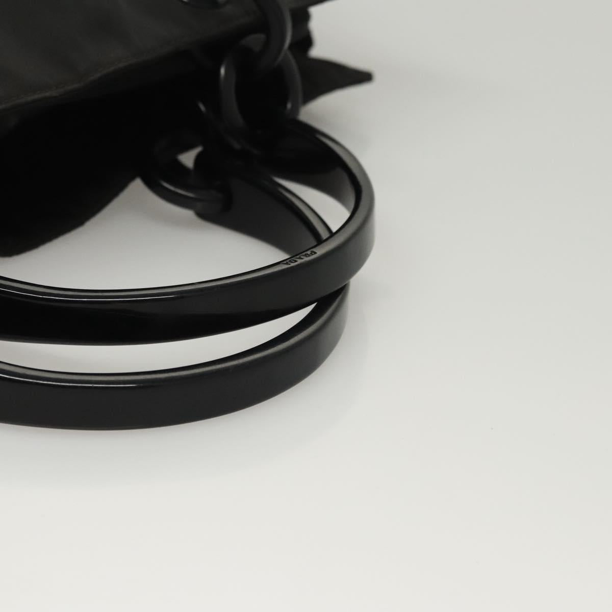 PRADA Hand Bag Nylon Black Silver Auth 116545