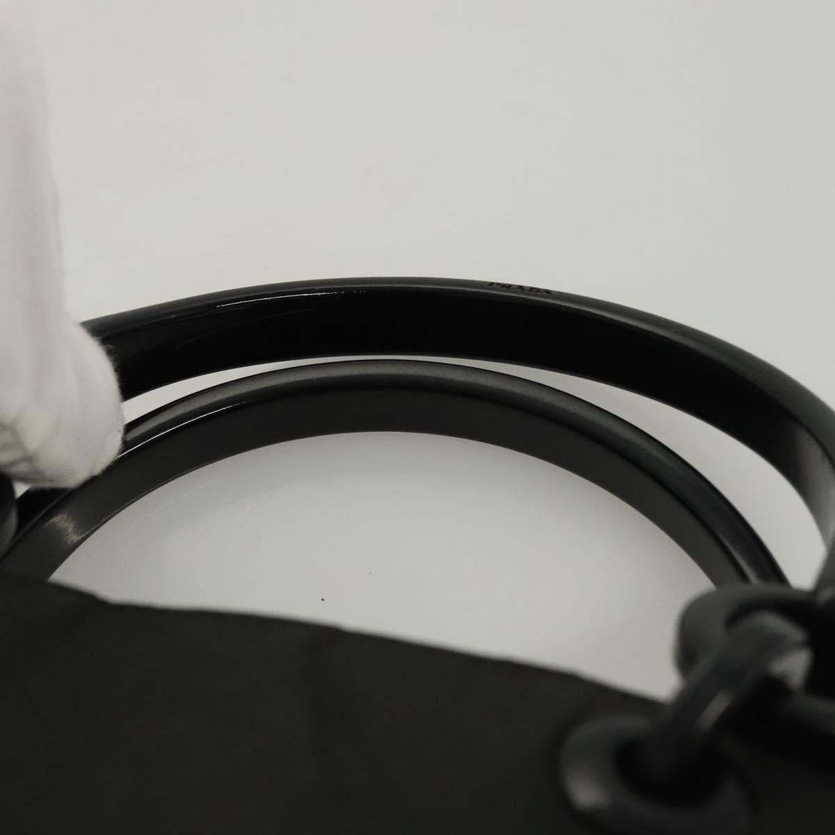 PRADA Hand Bag Nylon Black Silver Auth 116545