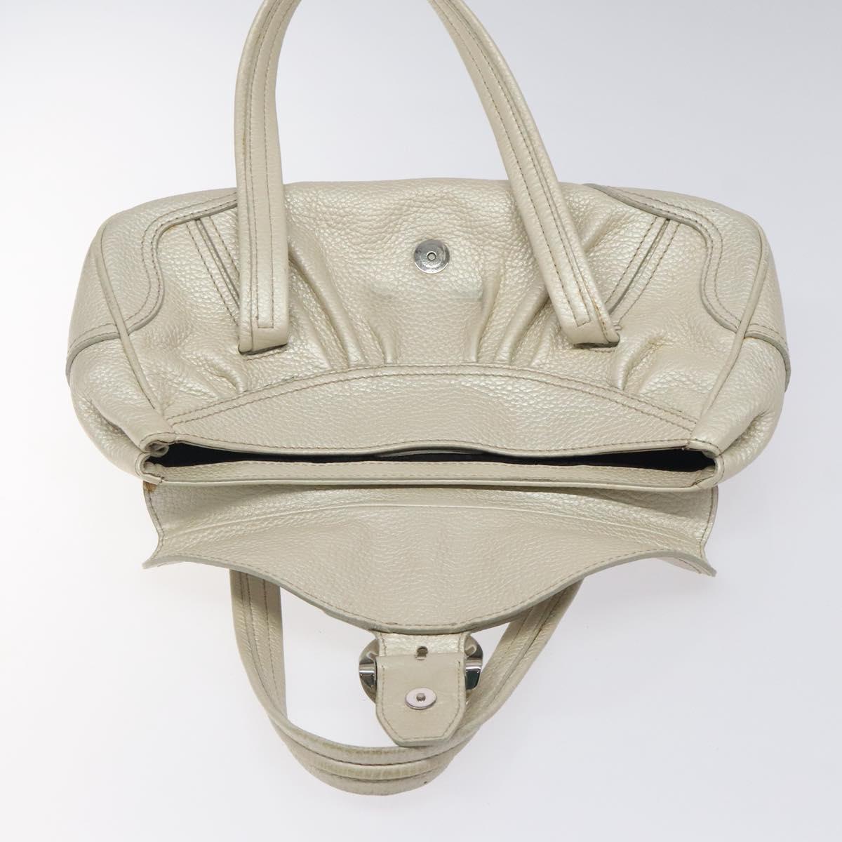 CELINE Hand Bag Leather Silver tone Auth 116558