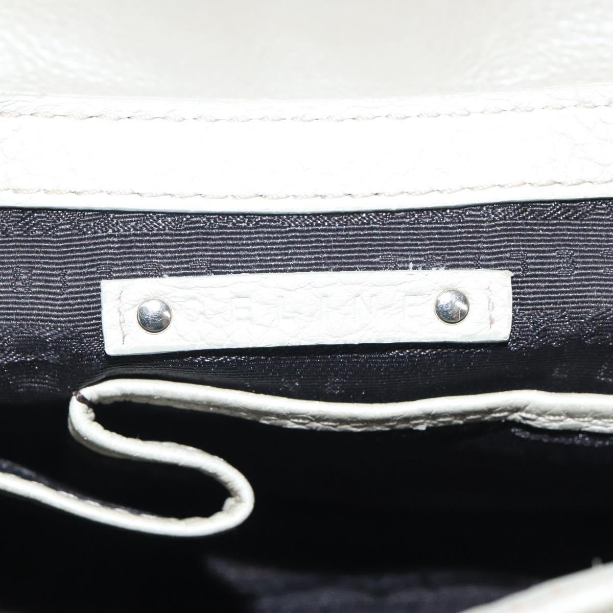 CELINE Hand Bag Leather Silver tone Auth 116558