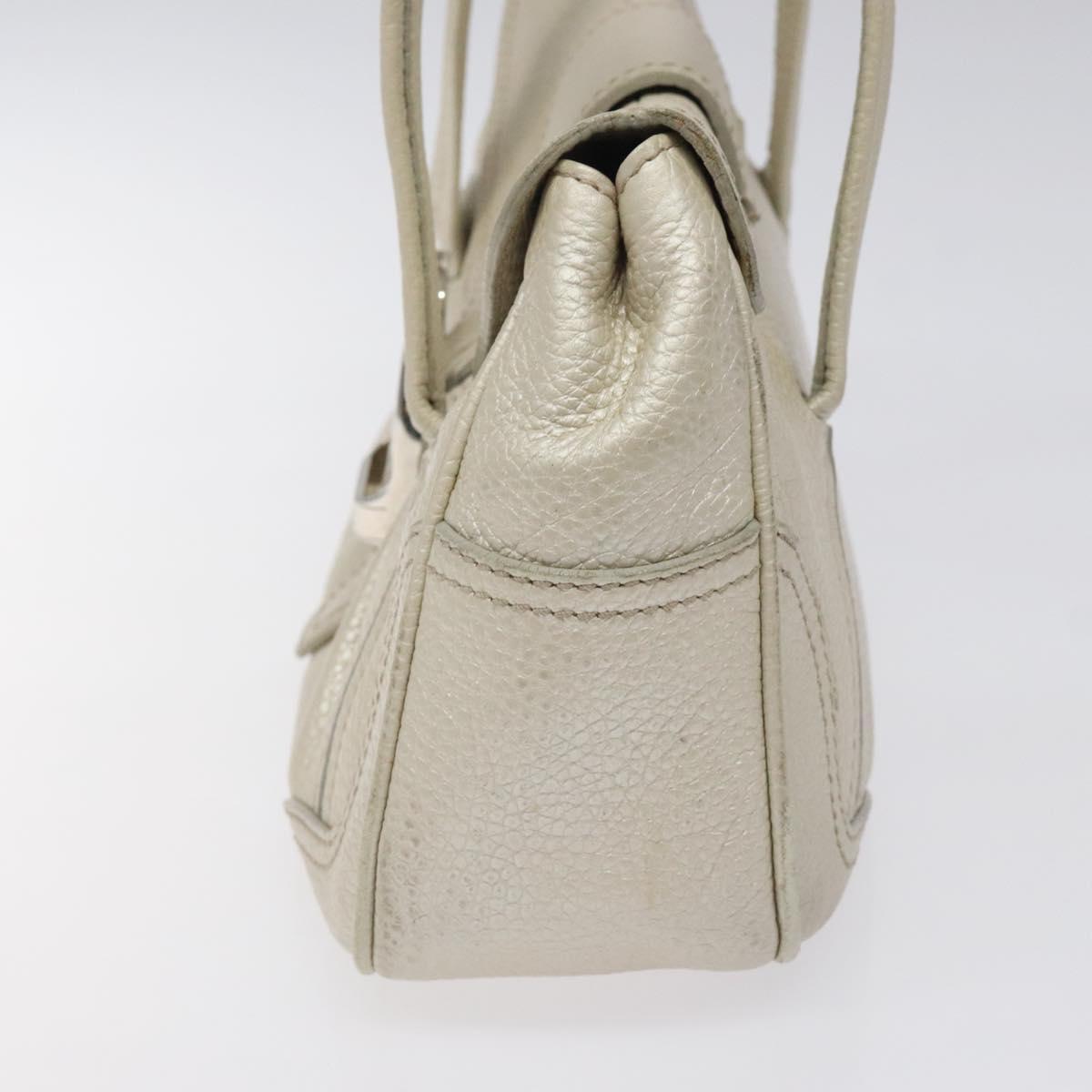 CELINE Hand Bag Leather Silver tone Auth 116558