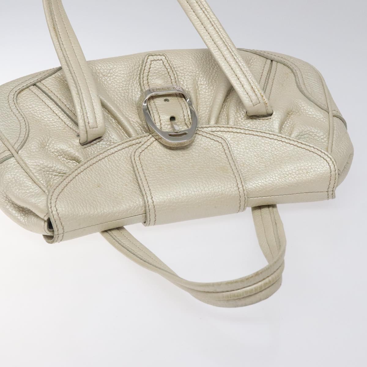 CELINE Hand Bag Leather Silver tone Auth 116558