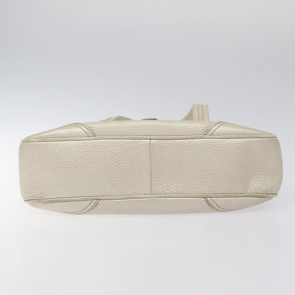 CELINE Hand Bag Leather Silver tone Auth 116558