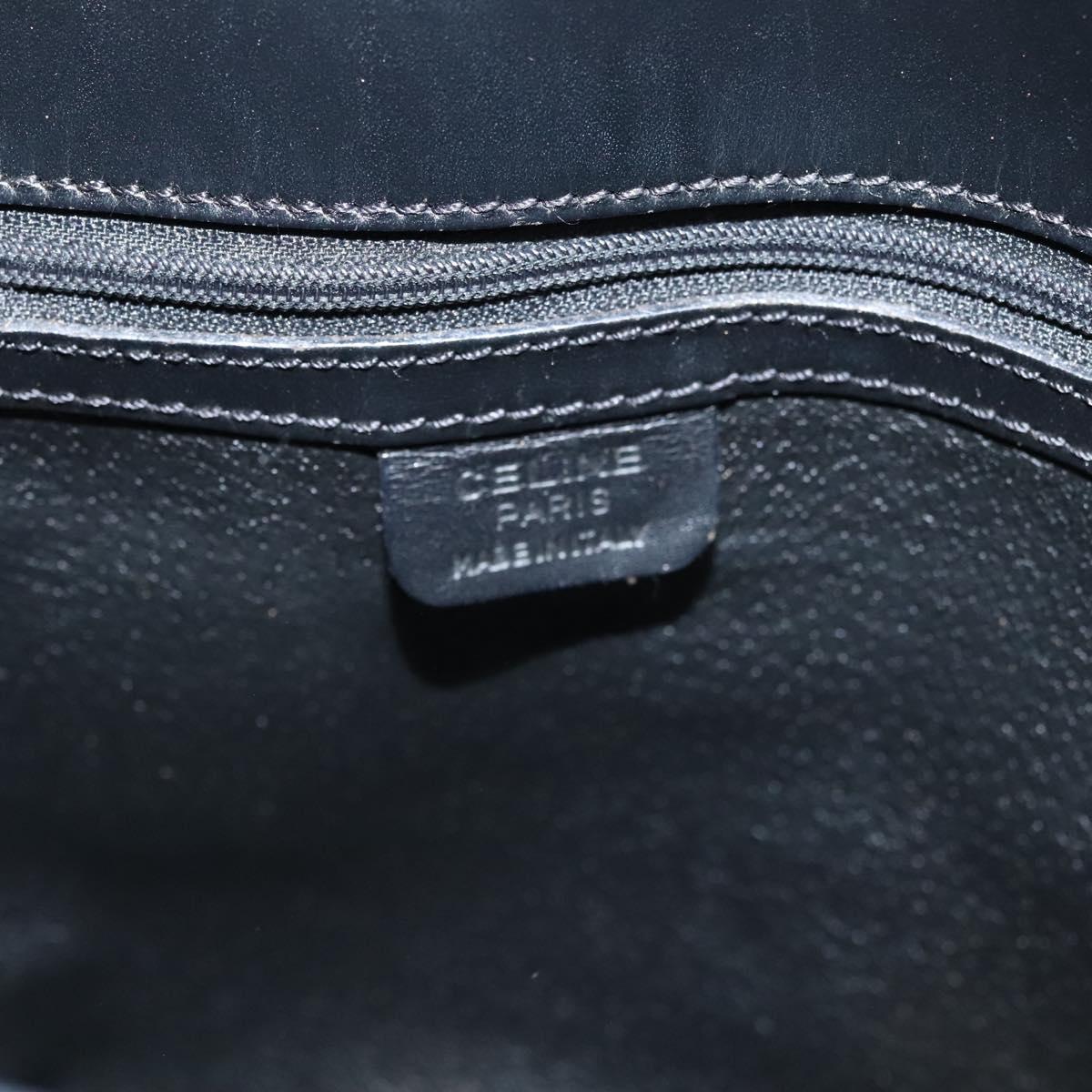 CELINE Macadam Canvas Shoulder Bag PVC Leather Black Gold Auth 116559