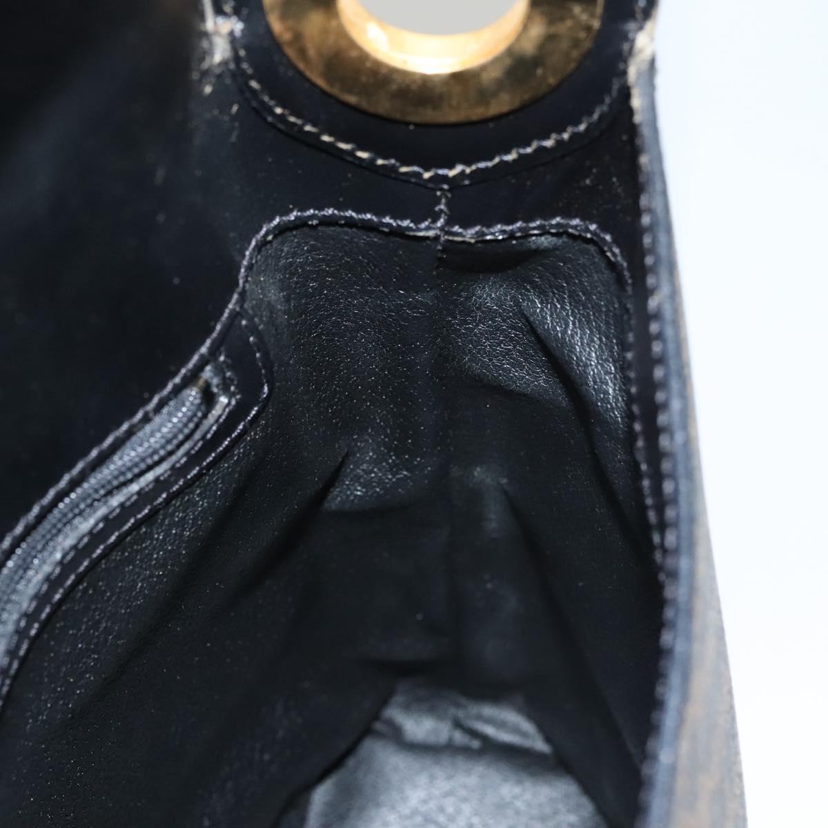 CELINE Macadam Canvas Shoulder Bag PVC Leather Black Gold Auth 116559