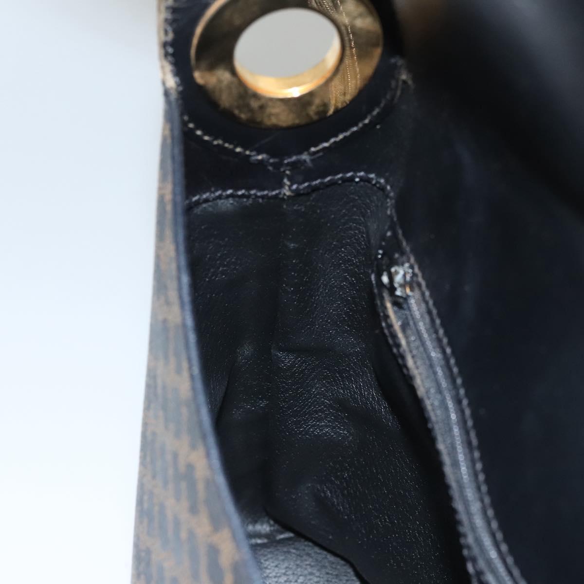 CELINE Macadam Canvas Shoulder Bag PVC Leather Black Gold Auth 116559