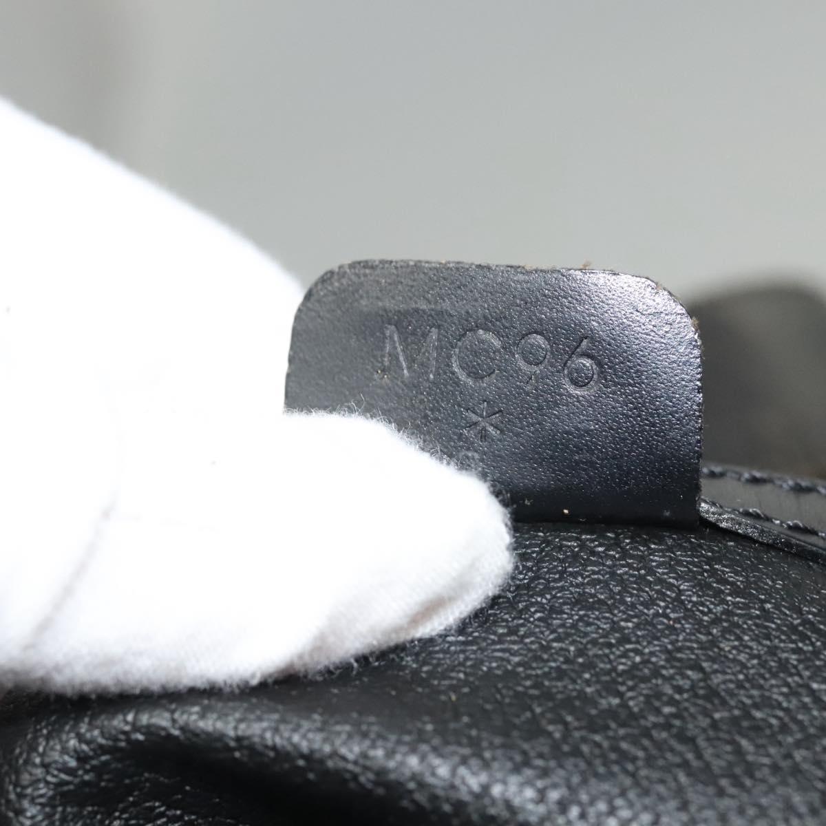 CELINE Macadam Canvas Shoulder Bag PVC Leather Black Gold Auth 116559