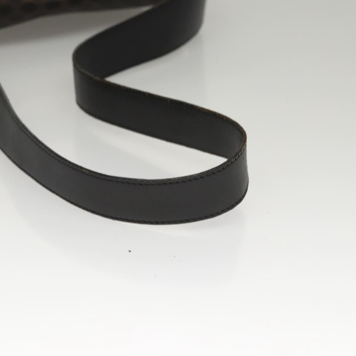 CELINE Macadam Canvas Shoulder Bag PVC Leather Black Gold Auth 116559