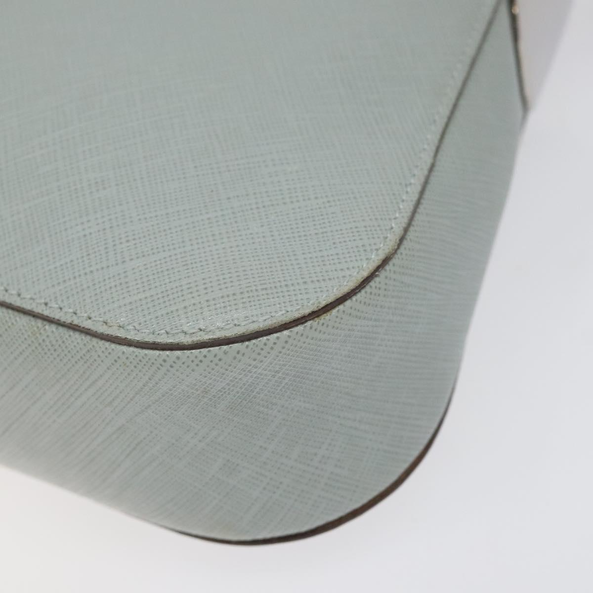 Salvatore Ferragamo Gancini Shoulder Bag Leather Light Blue Silver Auth 116561