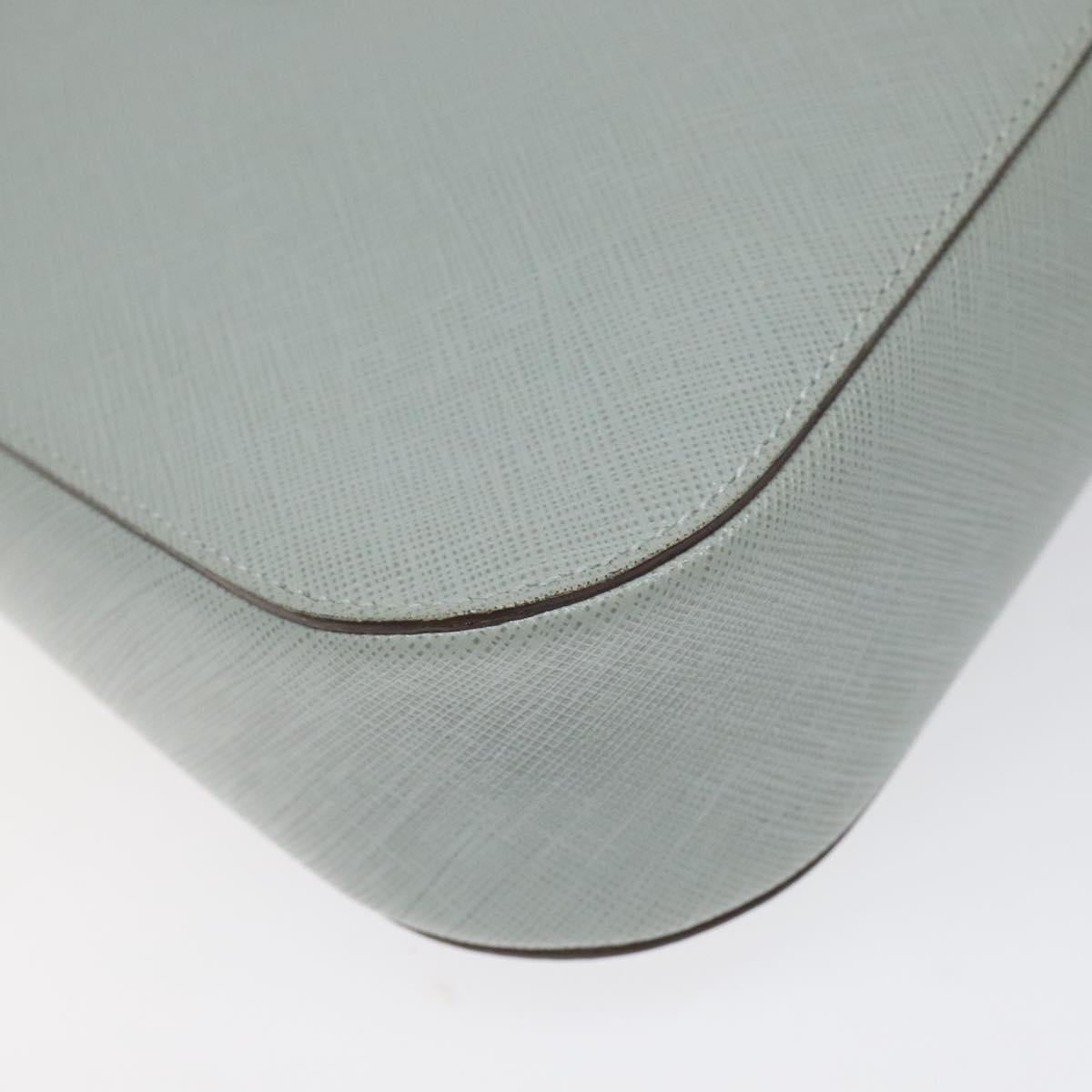 Salvatore Ferragamo Gancini Shoulder Bag Leather Light Blue Silver Auth 116561