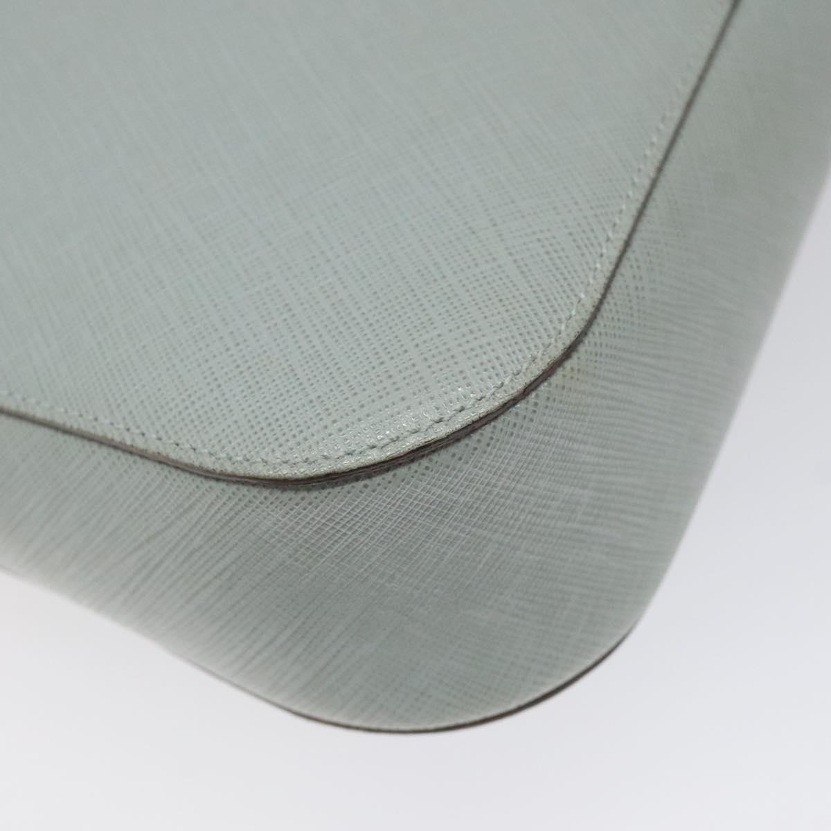 Salvatore Ferragamo Gancini Shoulder Bag Leather Light Blue Silver Auth 116561