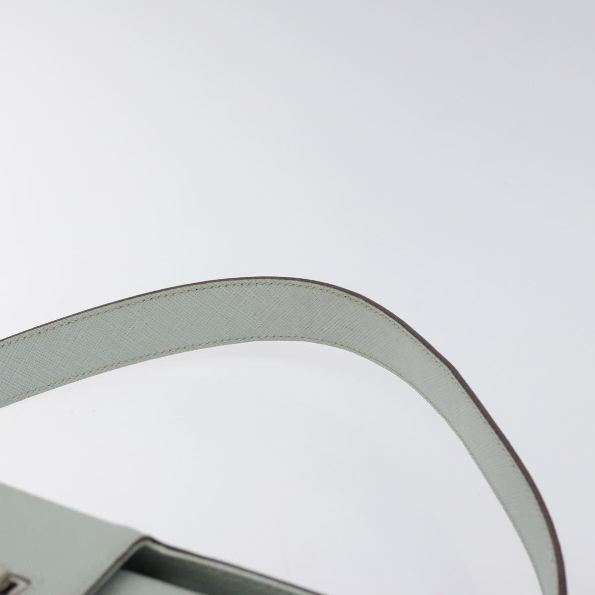 Salvatore Ferragamo Gancini Shoulder Bag Leather Light Blue Silver Auth 116561