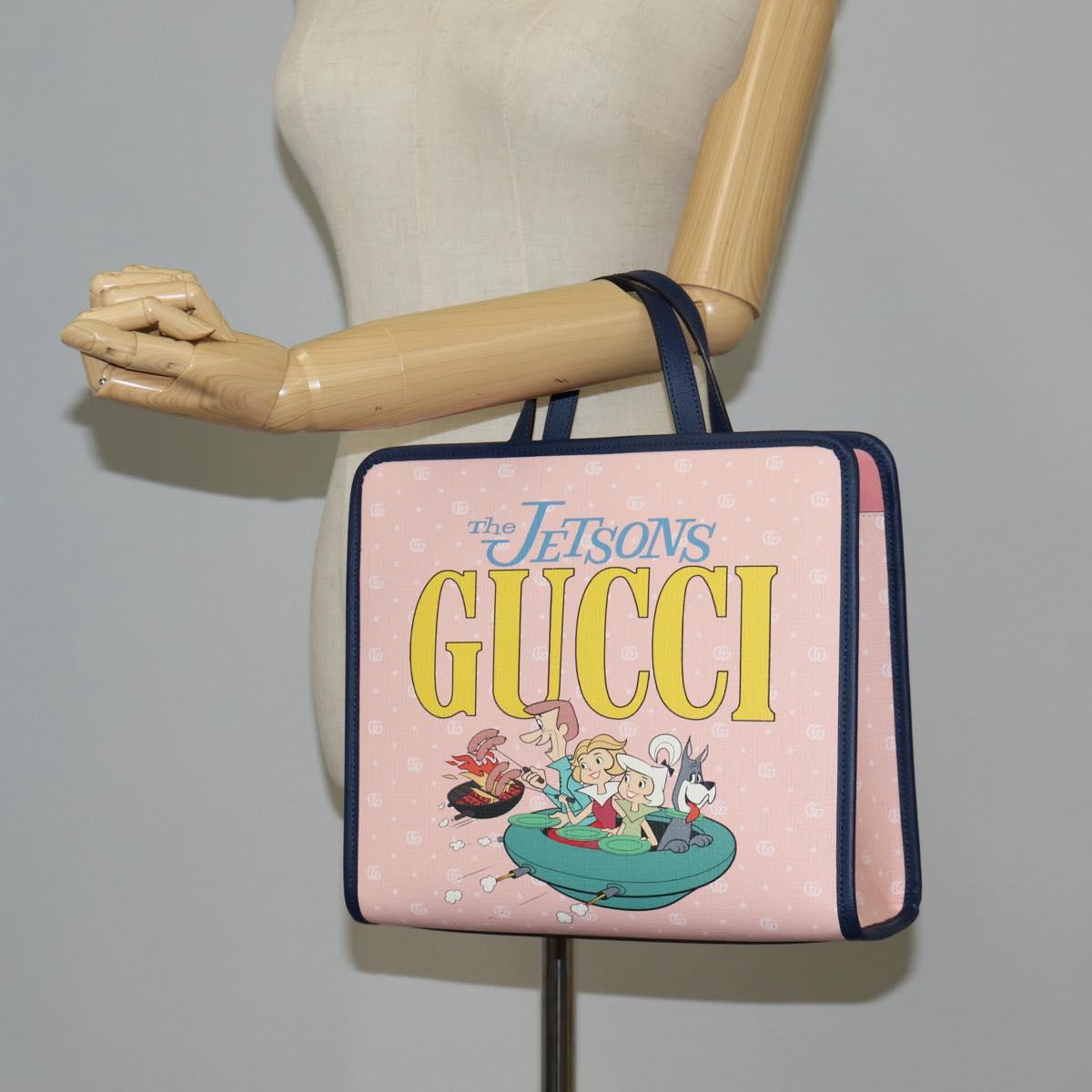 GUCCI GG Supreme Children's Hand Bag PVC Pink Silver 605614 Auth 116571AM