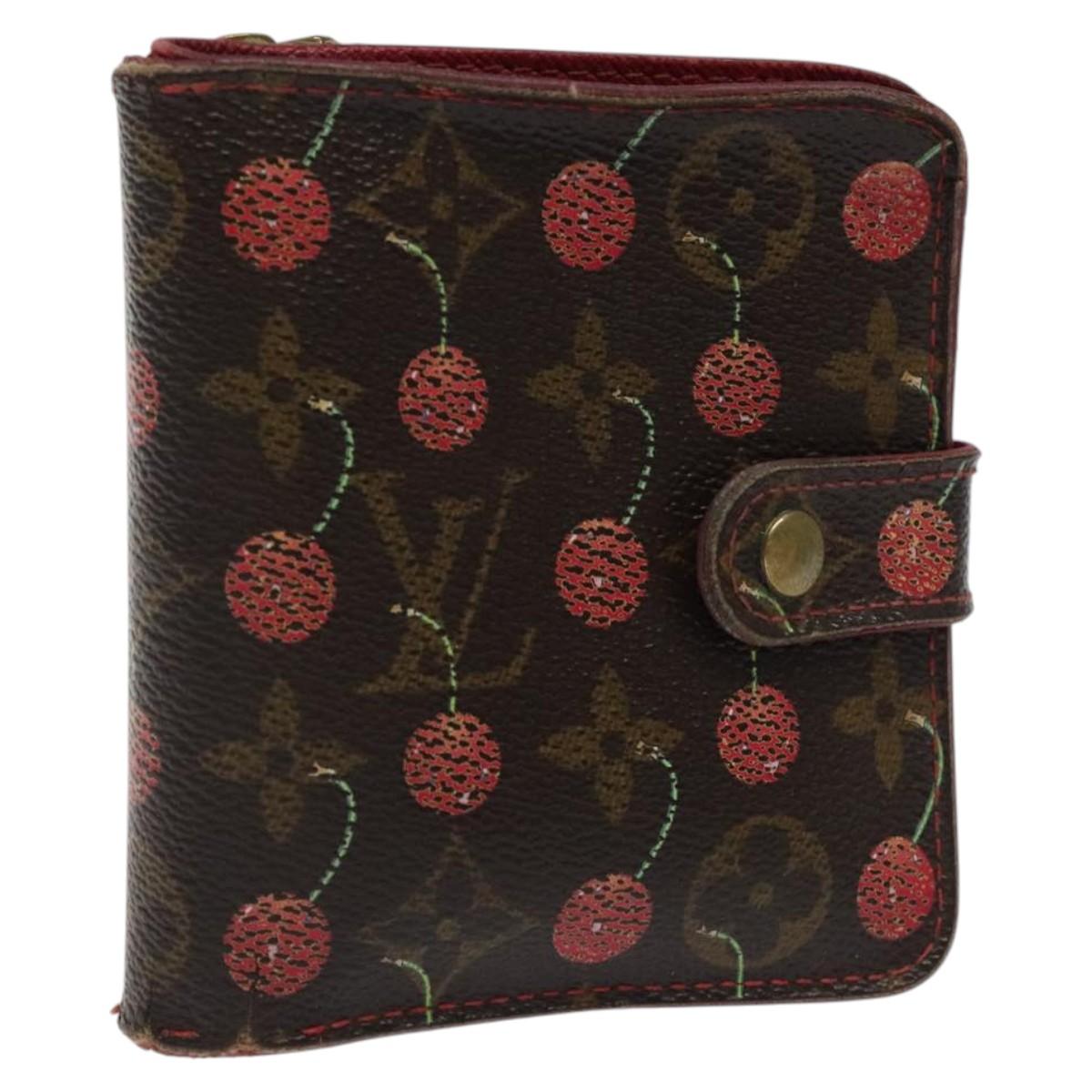 LOUIS VUITTON Monogram Cherry Compact Zip Bifold Wallet M95005 LV Auth 116582