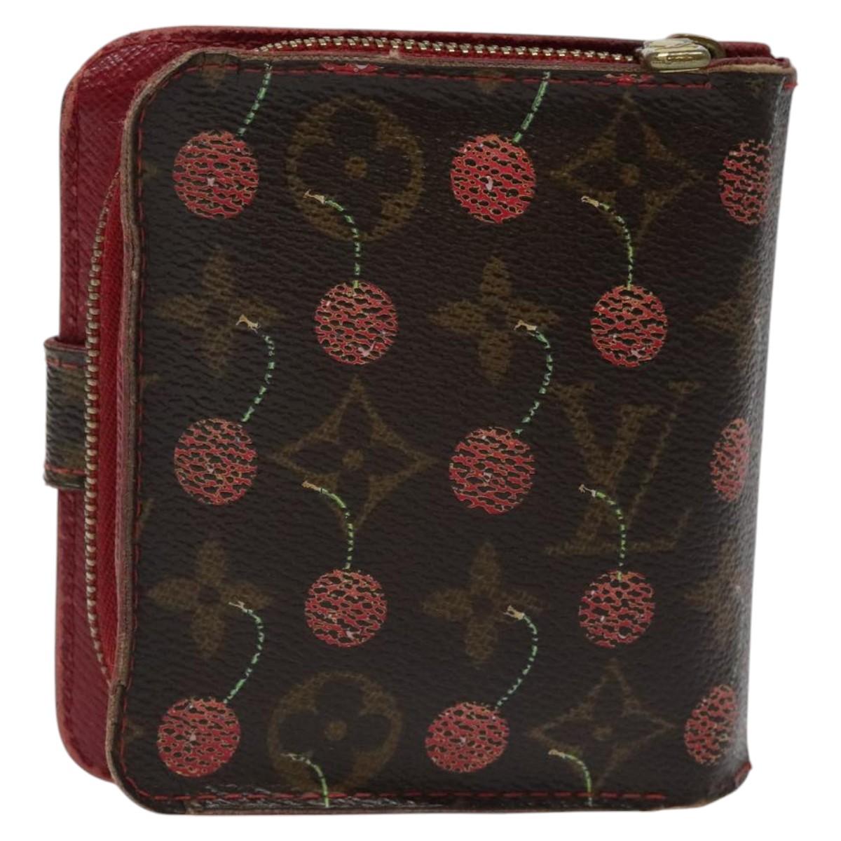 LOUIS VUITTON Monogram Cherry Compact Zip Bifold Wallet M95005 LV Auth 116582