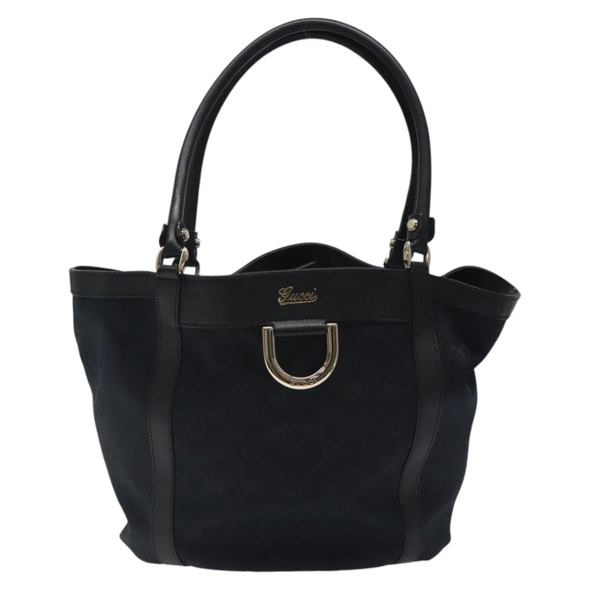 GUCCI GG Canvas Tote Bag Black Gold 211982 Auth 116603