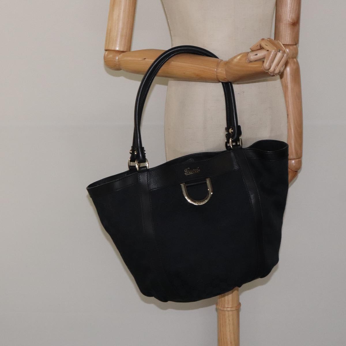 GUCCI GG Canvas Tote Bag Black Gold 211982 Auth 116603