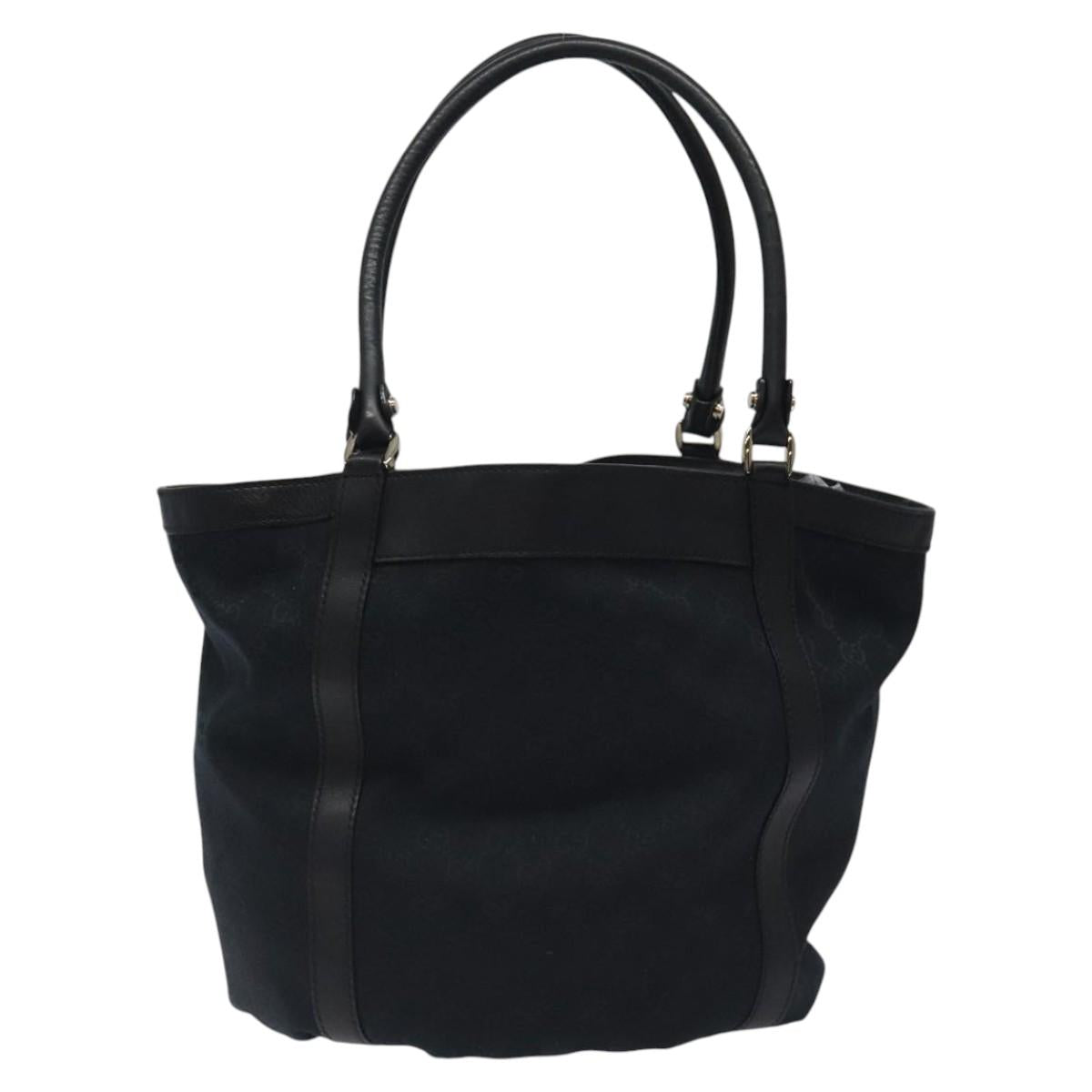 GUCCI GG Canvas Tote Bag Black Gold 211982 Auth 116603