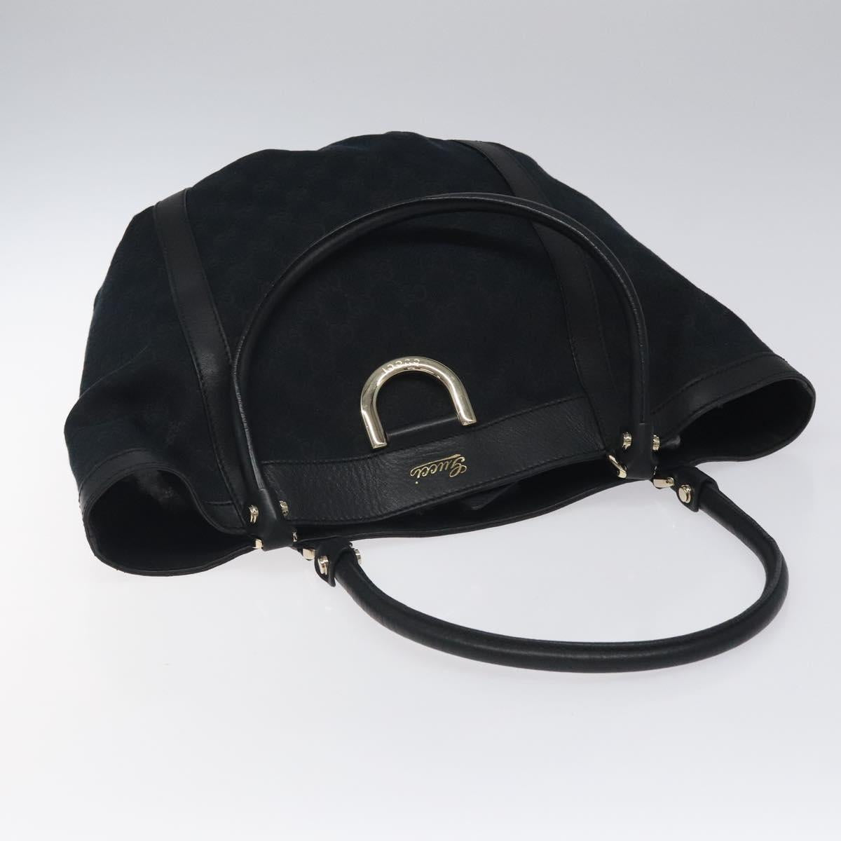 GUCCI GG Canvas Tote Bag Black Gold 211982 Auth 116603