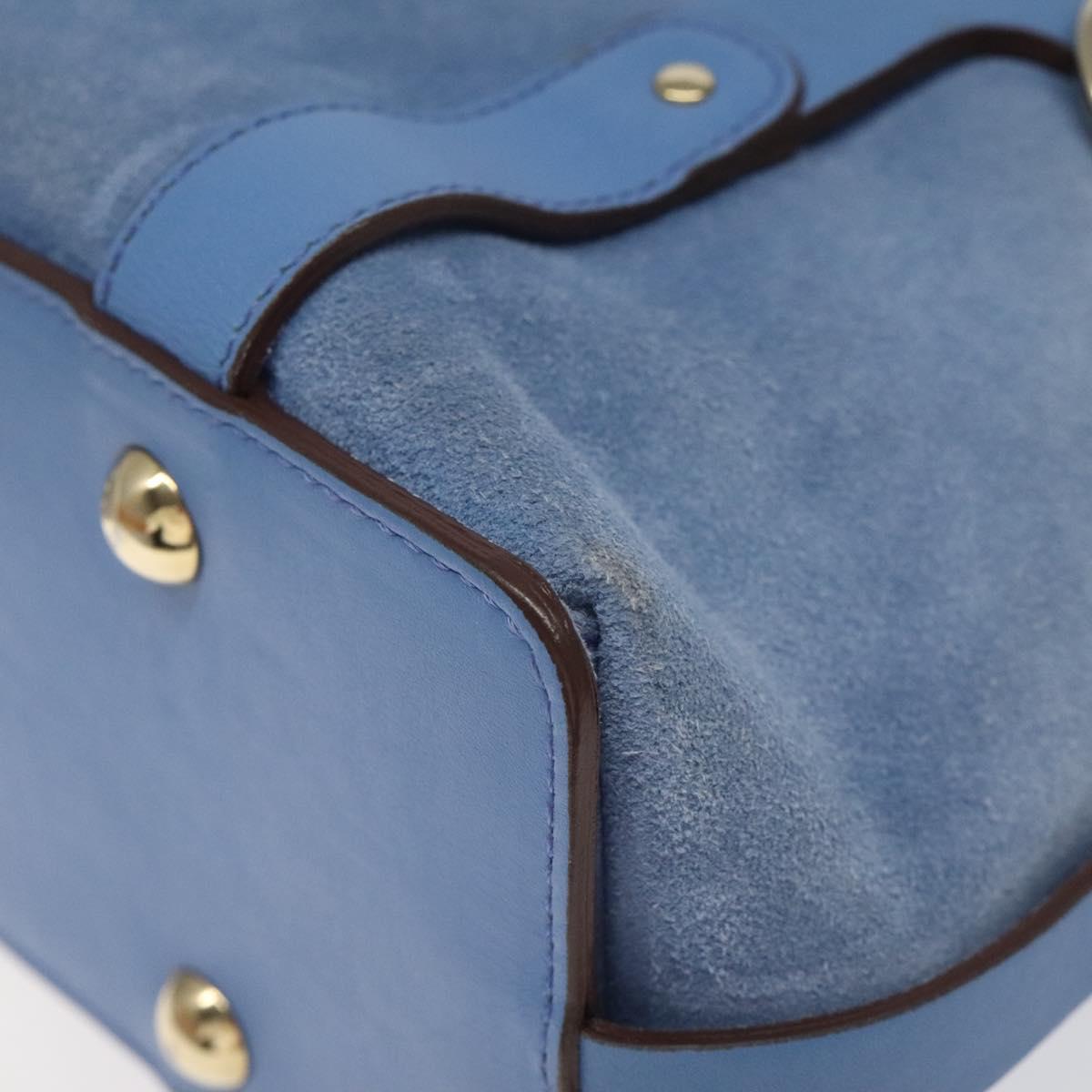 Salvatore Ferragamo Hand Bag Suede Leather Blue Auth 116614
