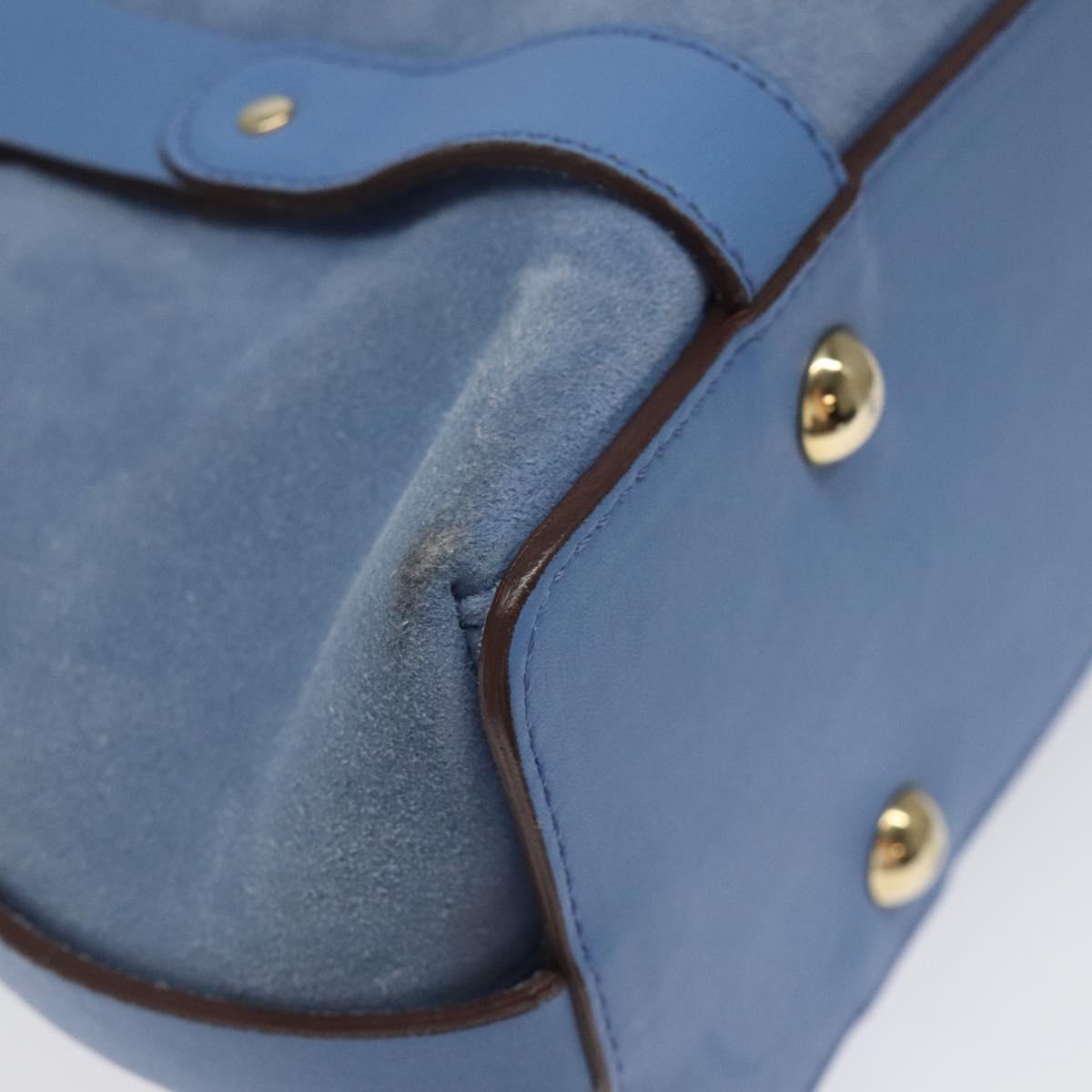 Salvatore Ferragamo Hand Bag Suede Leather Blue Auth 116614