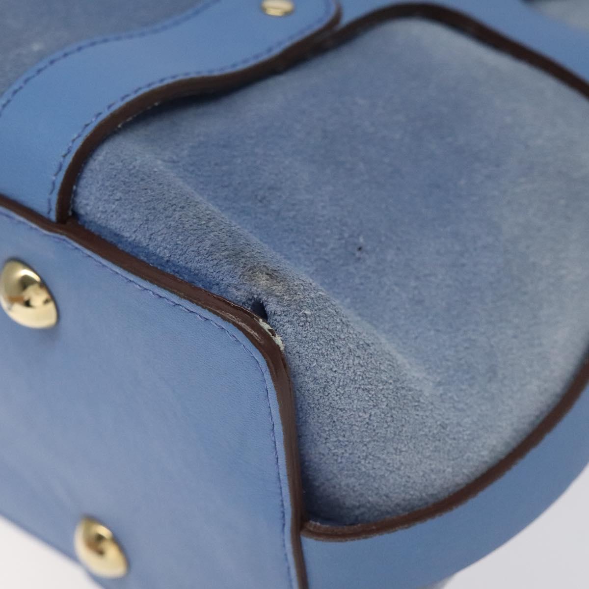 Salvatore Ferragamo Hand Bag Suede Leather Blue Auth 116614