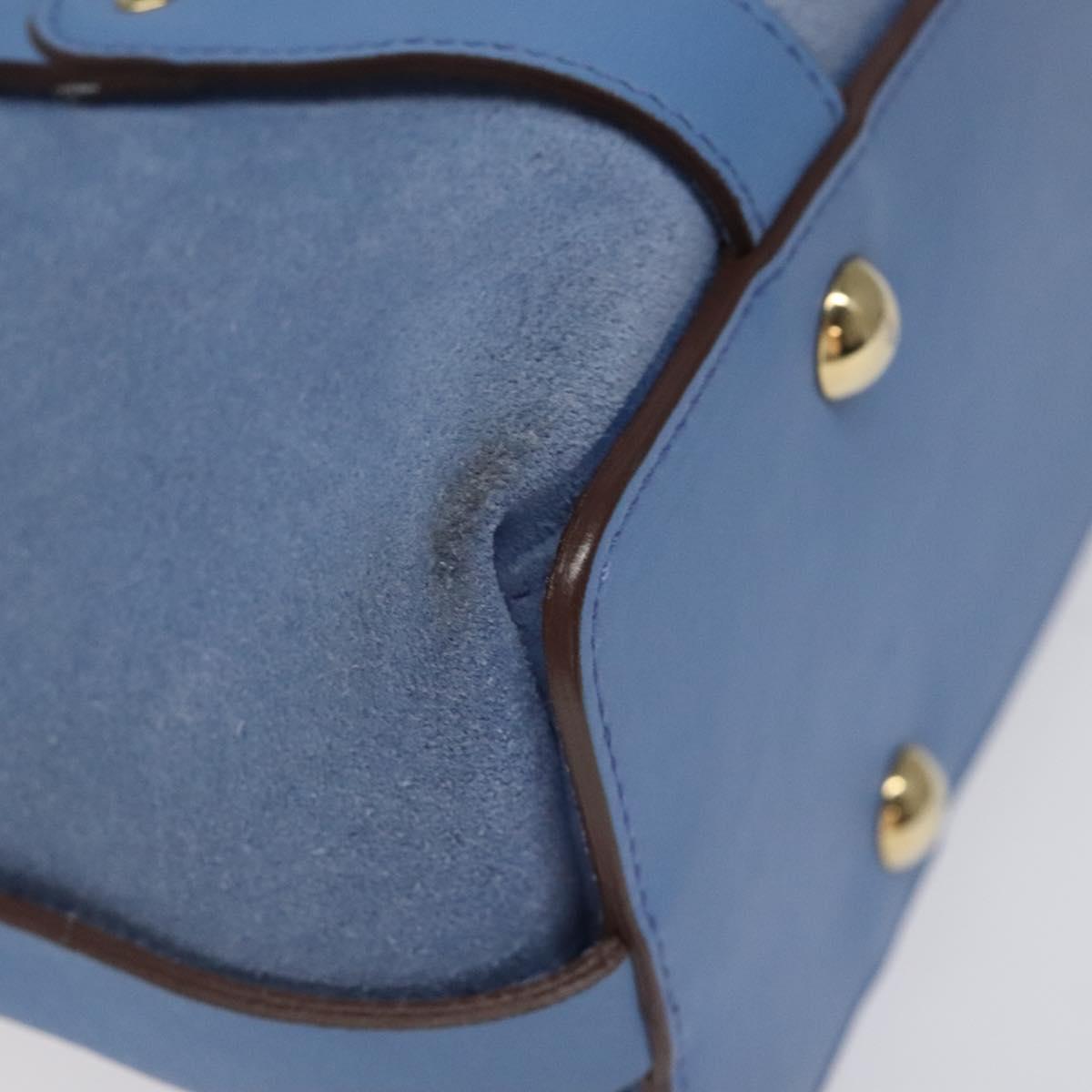 Salvatore Ferragamo Hand Bag Suede Leather Blue Auth 116614
