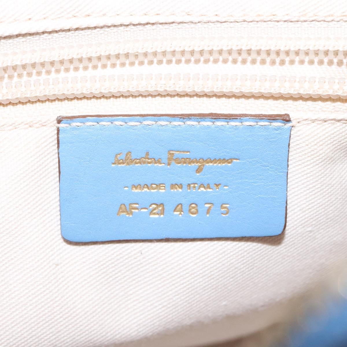 Salvatore Ferragamo Hand Bag Suede Leather Blue Auth 116614