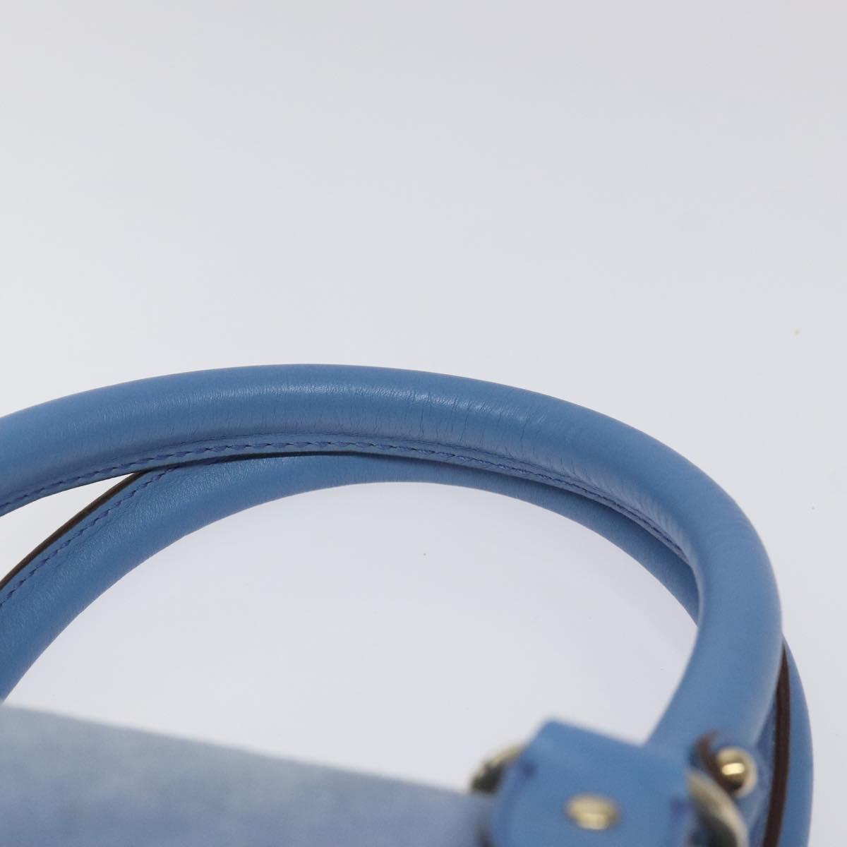 Salvatore Ferragamo Hand Bag Suede Leather Blue Auth 116614