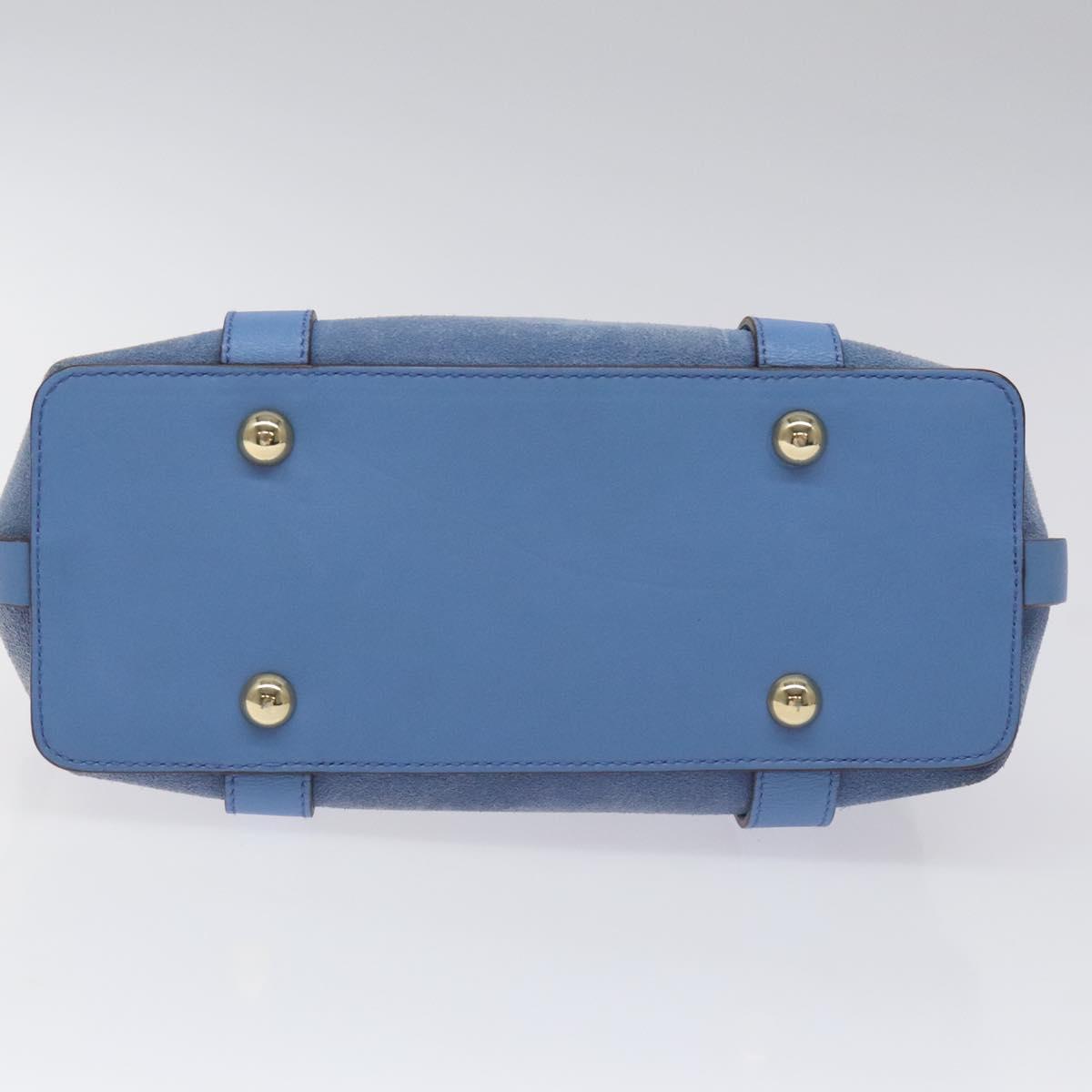Salvatore Ferragamo Hand Bag Suede Leather Blue Auth 116614