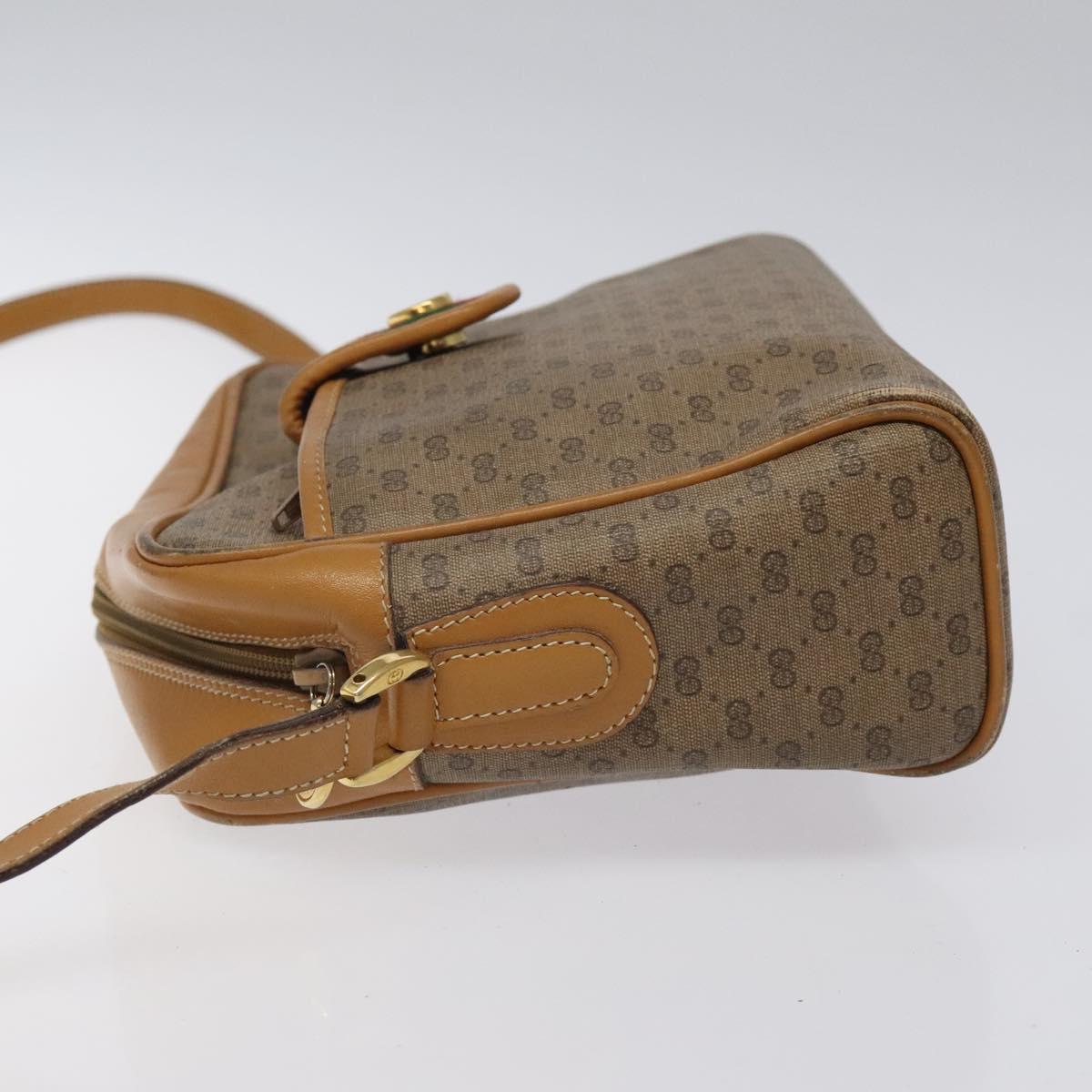 GUCCI Micro GG Supreme Web Sherry Line Bag PVC Beige Gold Auth 116615