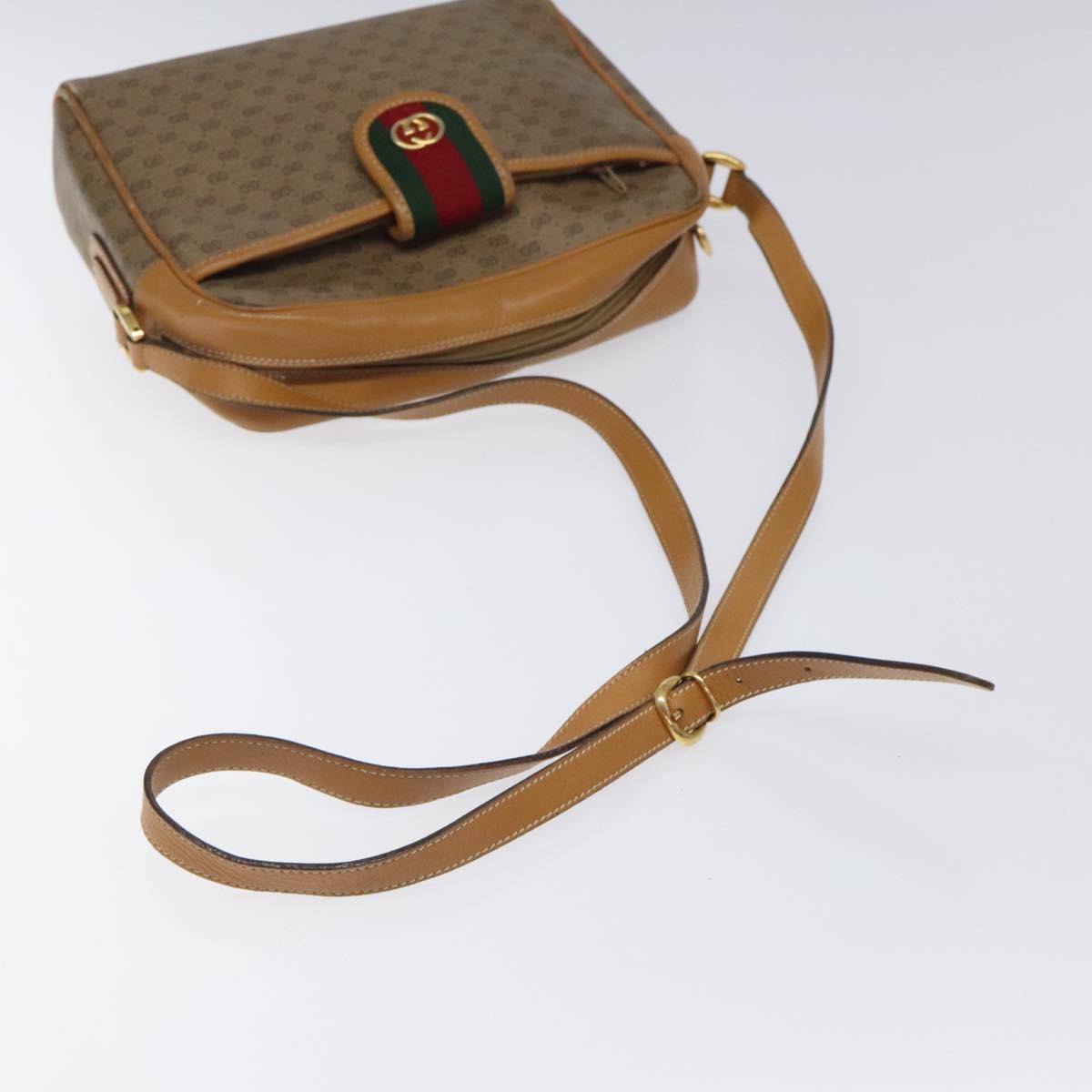 GUCCI Micro GG Supreme Web Sherry Line Bag PVC Beige Gold Auth 116615