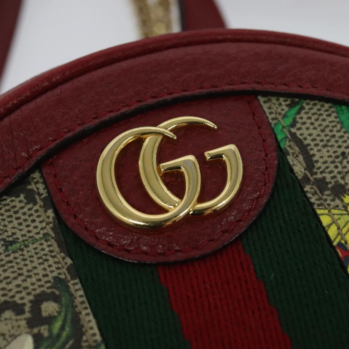 GUCCI GG Supreme Ophidia Web Sherry Line Backpack PVC Beige 598661 Auth 116635V