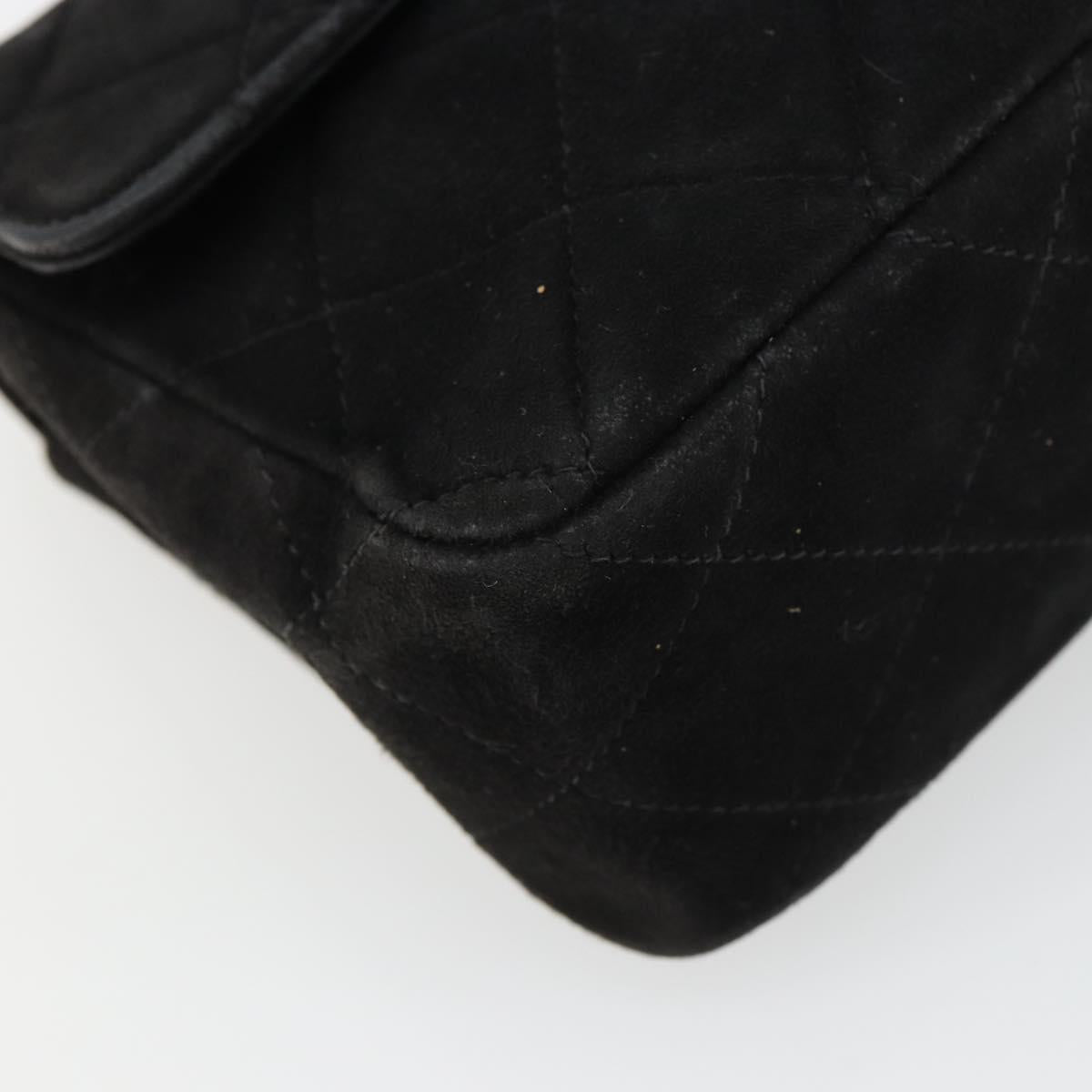 CHANEL Matelasse 20 Chain Shoulder Bag Suede Black Gold CC Auth 116698