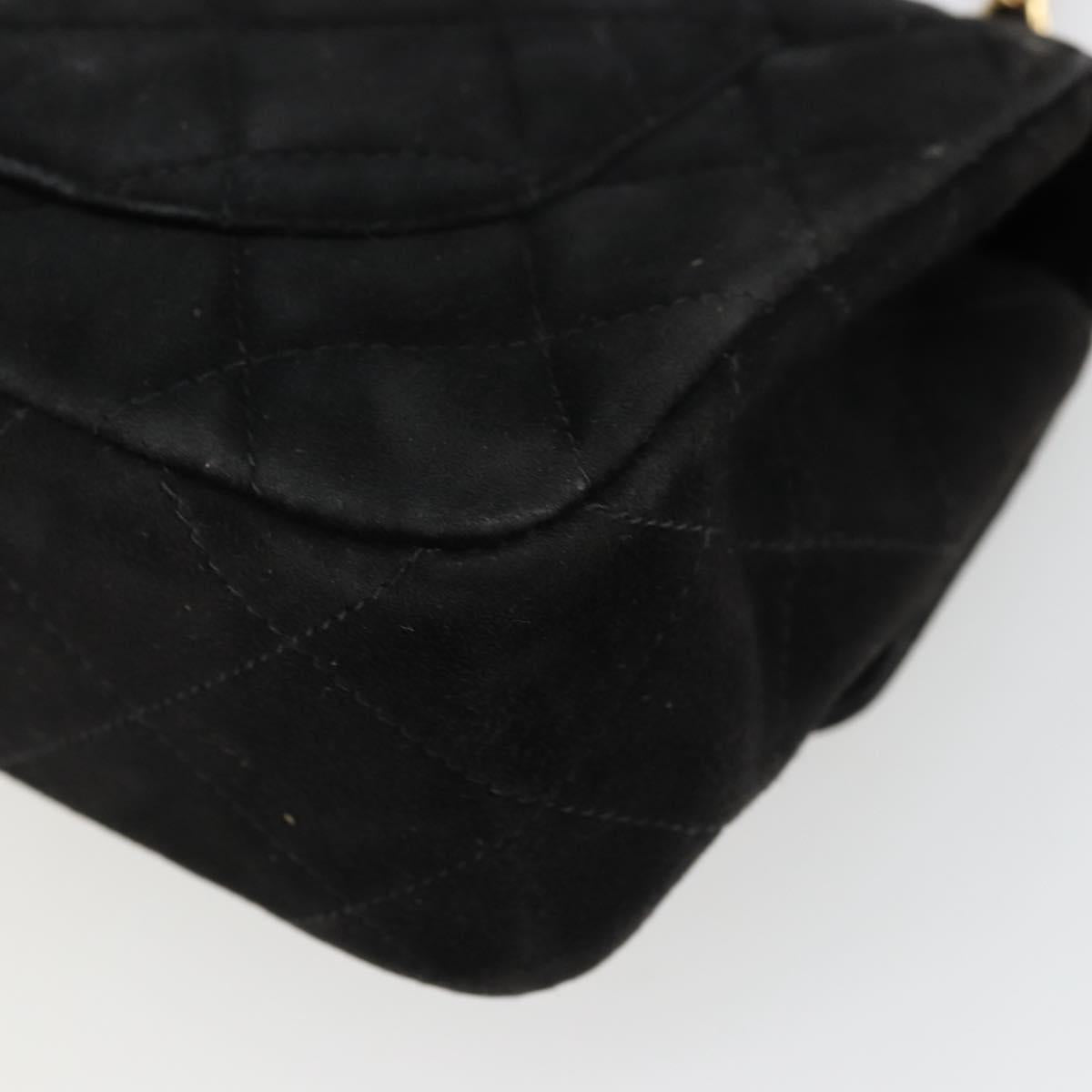 CHANEL Matelasse 20 Chain Shoulder Bag Suede Black Gold CC Auth 116698