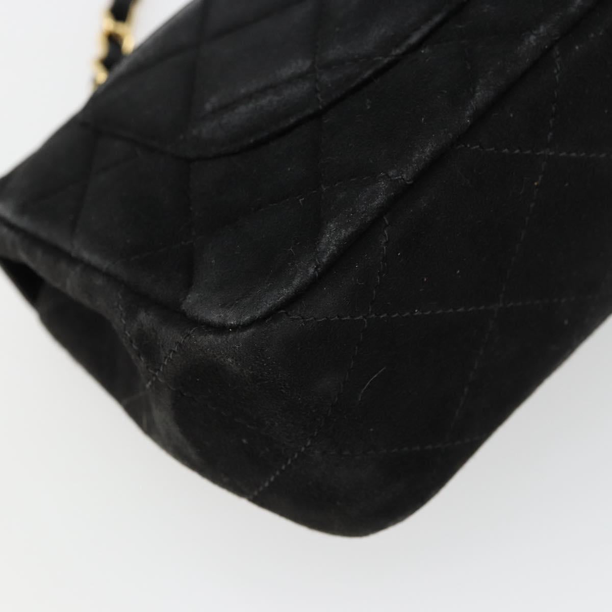 CHANEL Matelasse 20 Chain Shoulder Bag Suede Black Gold CC Auth 116698