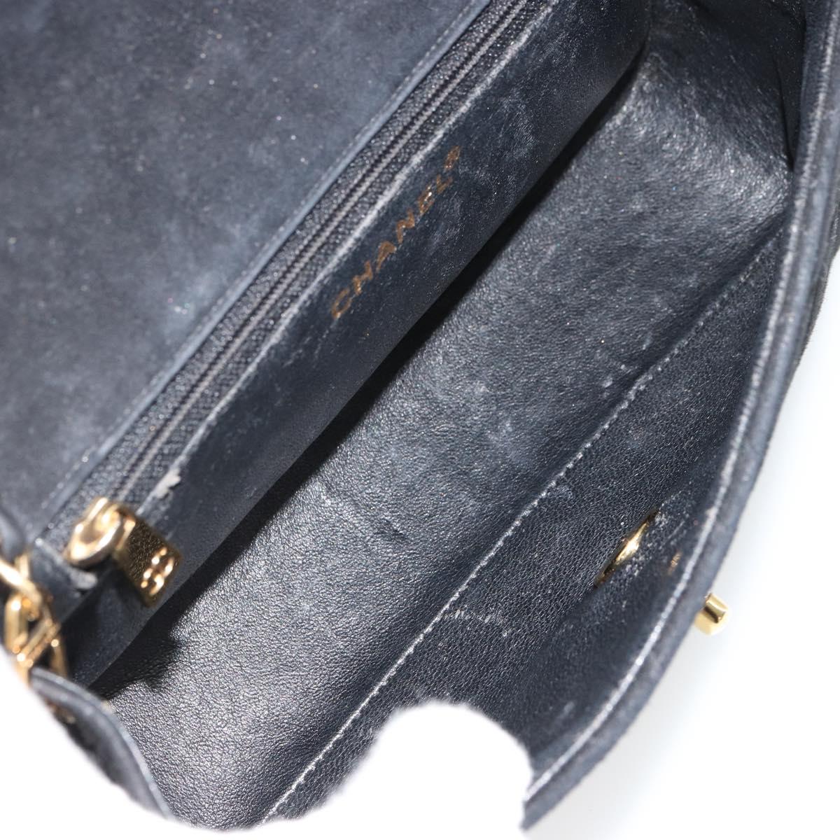 CHANEL Matelasse 20 Chain Shoulder Bag Suede Black Gold CC Auth 116698