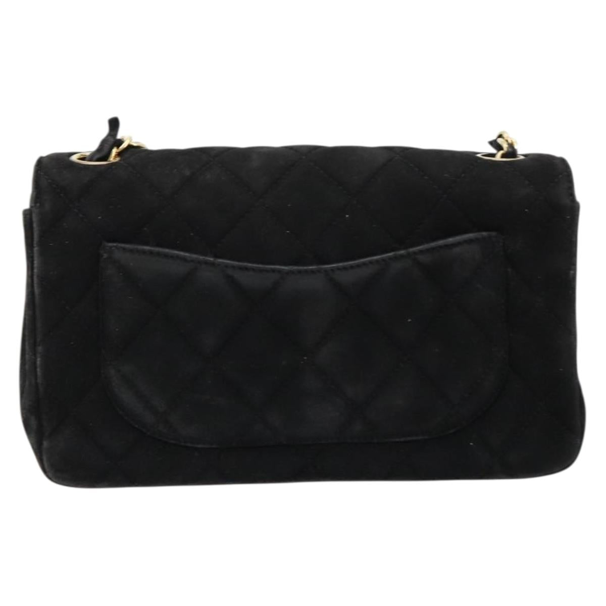 CHANEL Matelasse 20 Chain Shoulder Bag Suede Black Gold CC Auth 116698