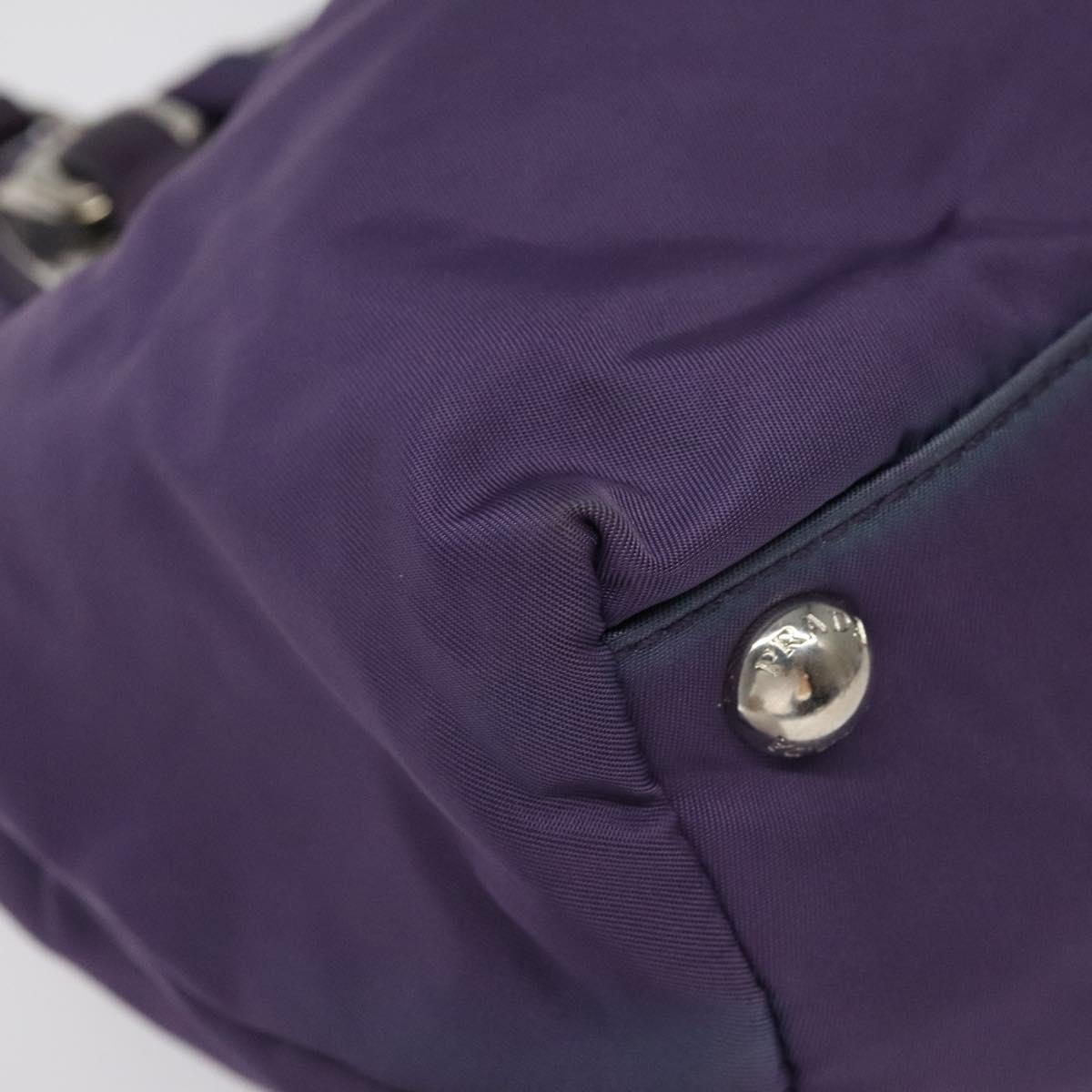 PRADA Hand Bag Nylon Purple Silver Auth 116704