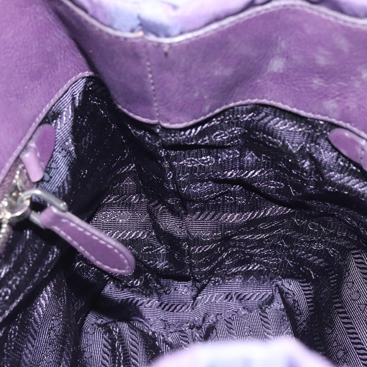 PRADA Hand Bag Nylon Purple Silver Auth 116704