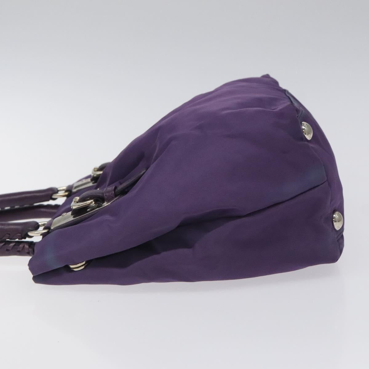 PRADA Hand Bag Nylon Purple Silver Auth 116704