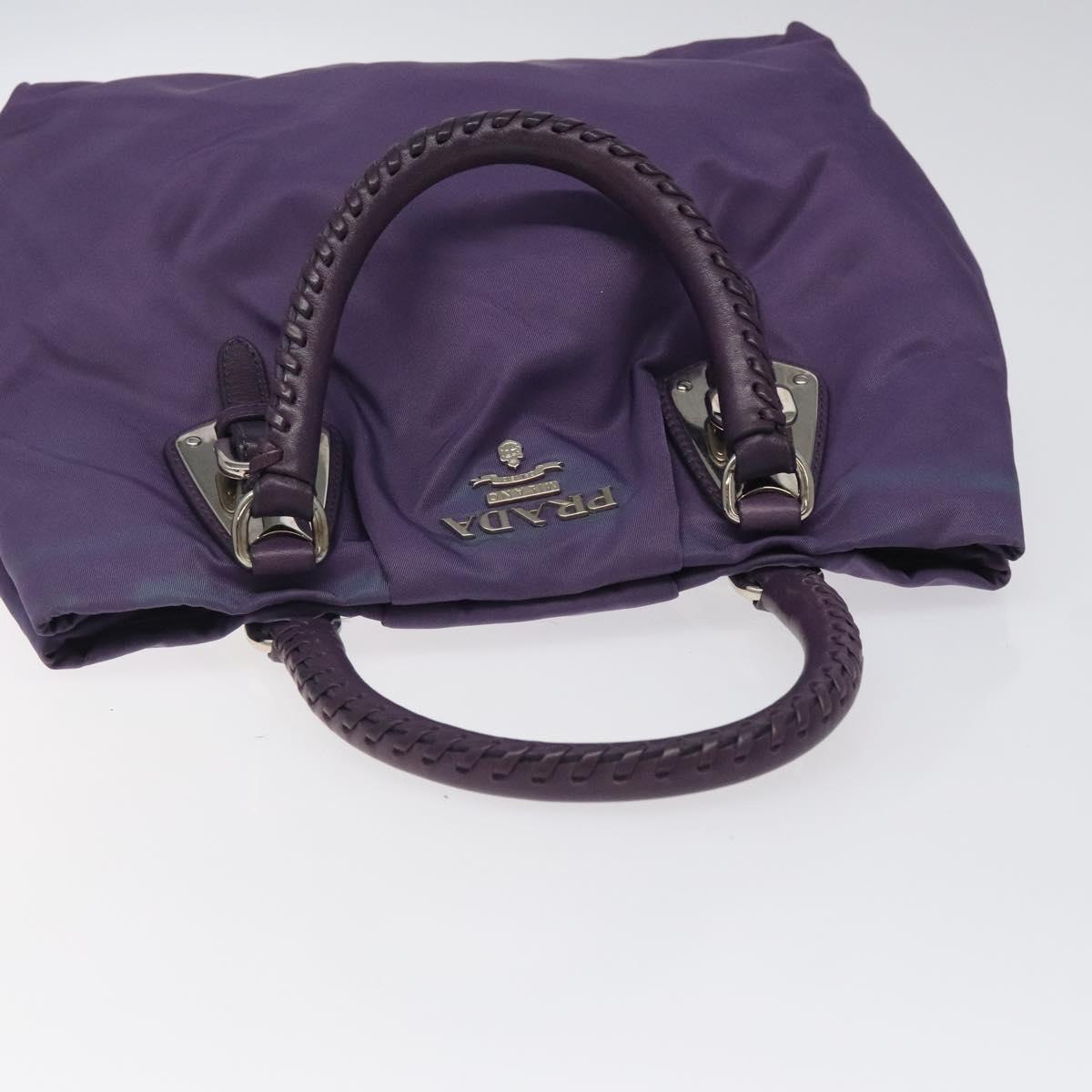 PRADA Hand Bag Nylon Purple Silver Auth 116704