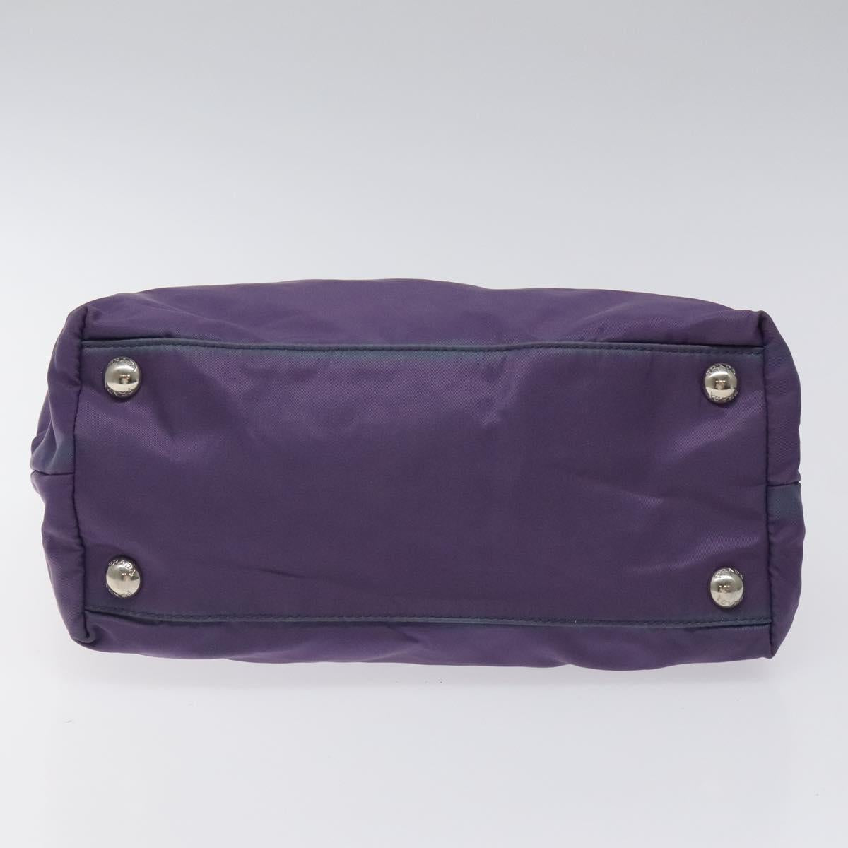 PRADA Hand Bag Nylon Purple Silver Auth 116704