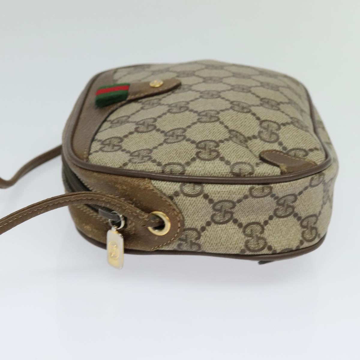 GUCCI GG Supreme Web Sherry Line Bag PVC Beige Gold 89 02 066 Auth 116754