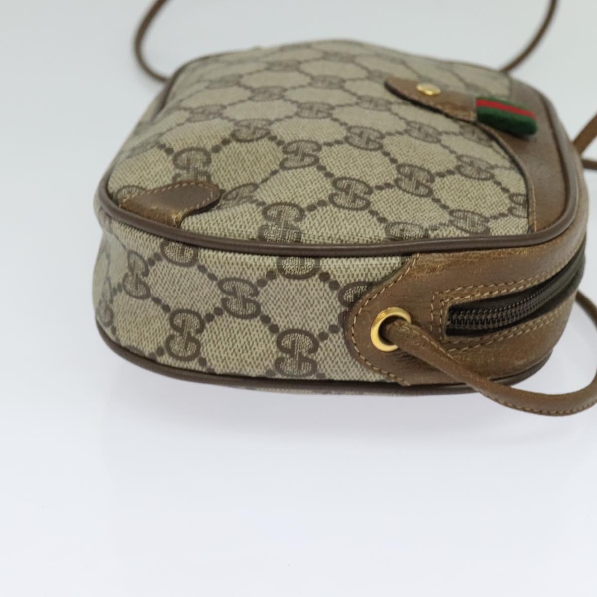 GUCCI GG Supreme Web Sherry Line Bag PVC Beige Gold 89 02 066 Auth 116754